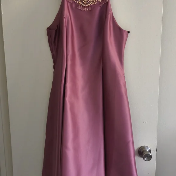 Adrianna Papell Womens Mikado Satin Embellished Cocktail Dress Pink 10